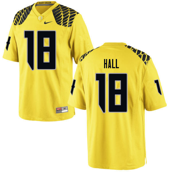 Men #18 Jalen Hall Oregn Ducks College Football Jerseys Sale-Yellow - Click Image to Close